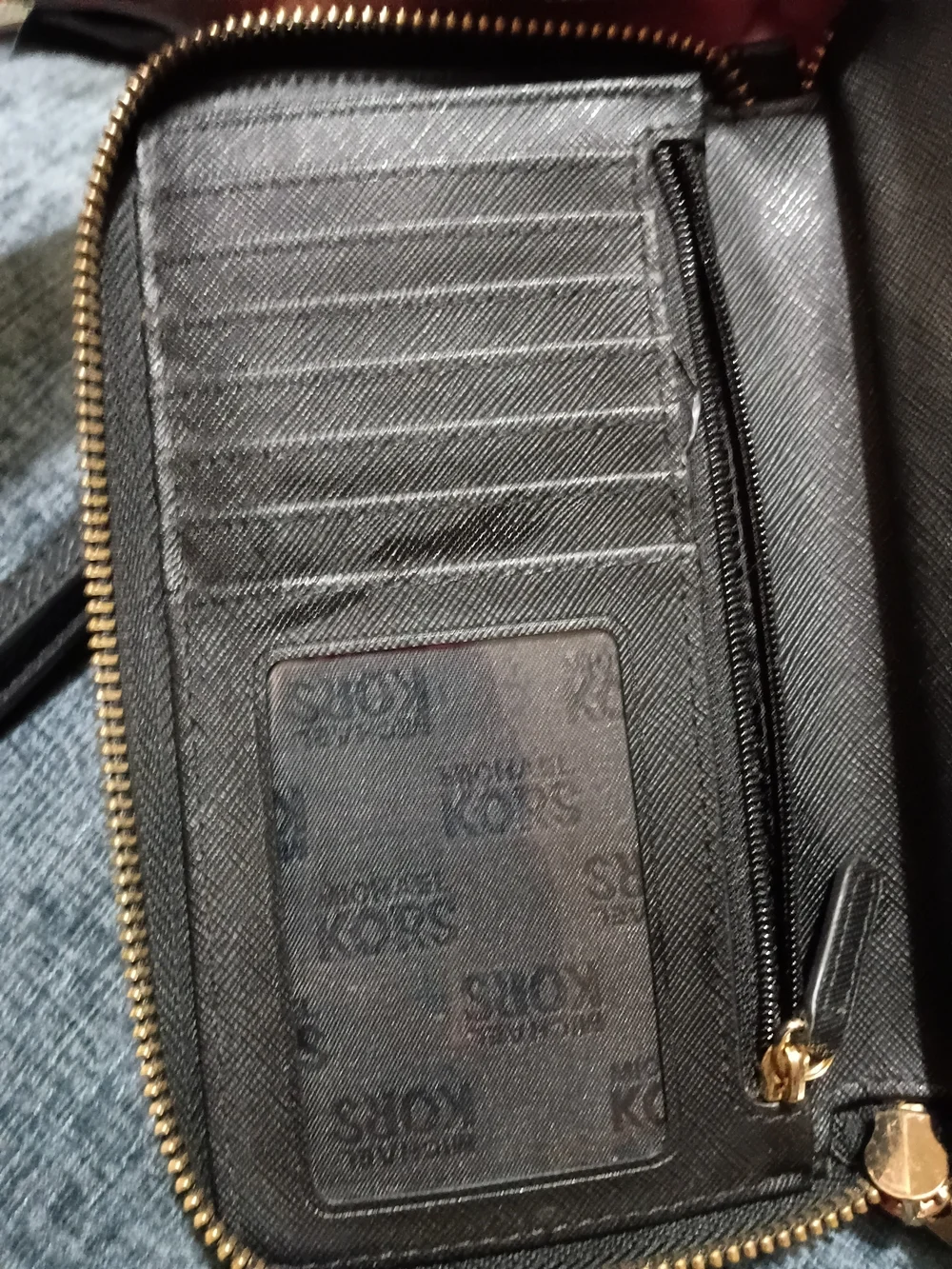 Michael Kors Black Leather Zip-Around Wristlet Wallet